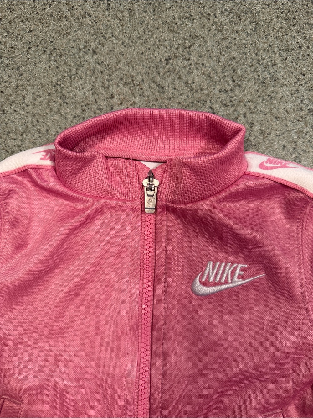 Nike Pink Girls' Zip Track Jacket with White Logo Tape - Picture 2 of 10